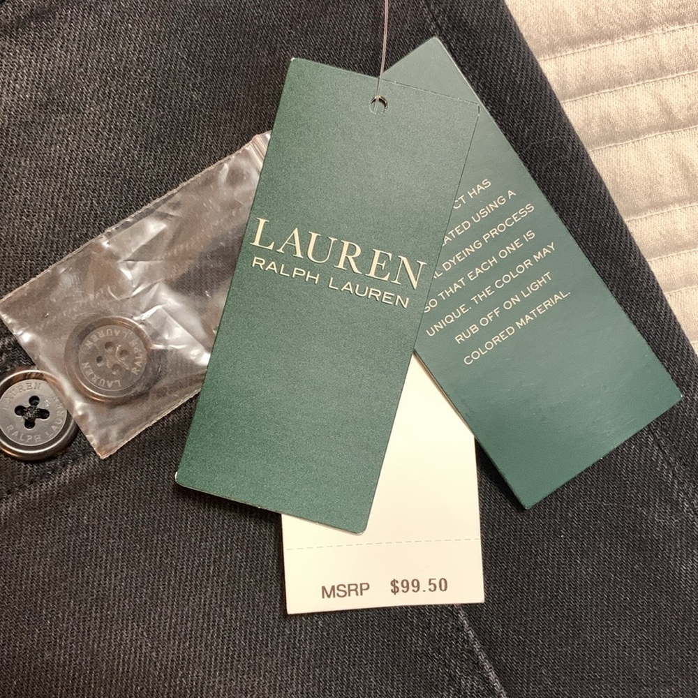 Lauren Ralph Lauren Women Cropped Straight Wide Leg Stretch Jeans 16 Black - Picture 11 of 14